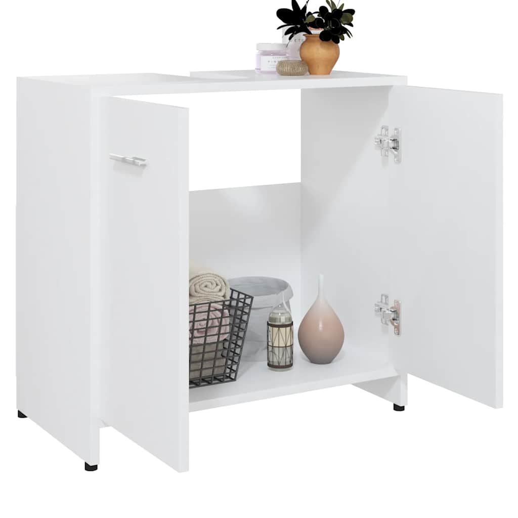 Bathroom Cabinet White 60x33x61 cm Wood Material