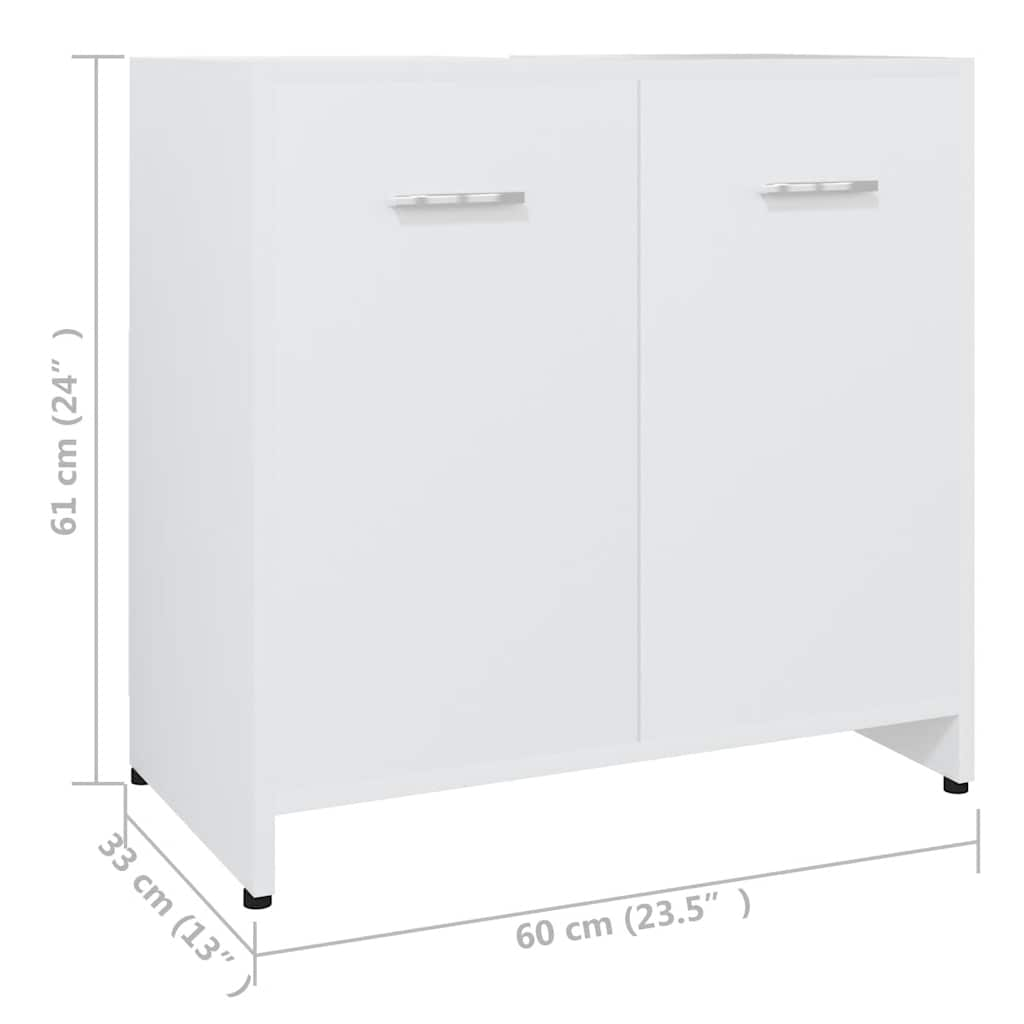 Bathroom Cabinet White 60x33x61 cm Wood Material