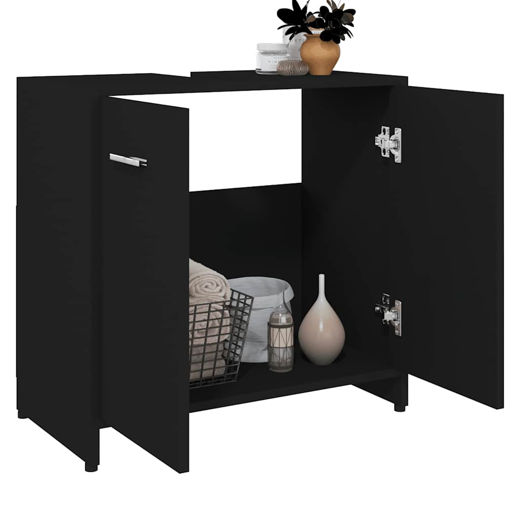 Bathroom Cabinet Black 60x33x61 cm Wood Material