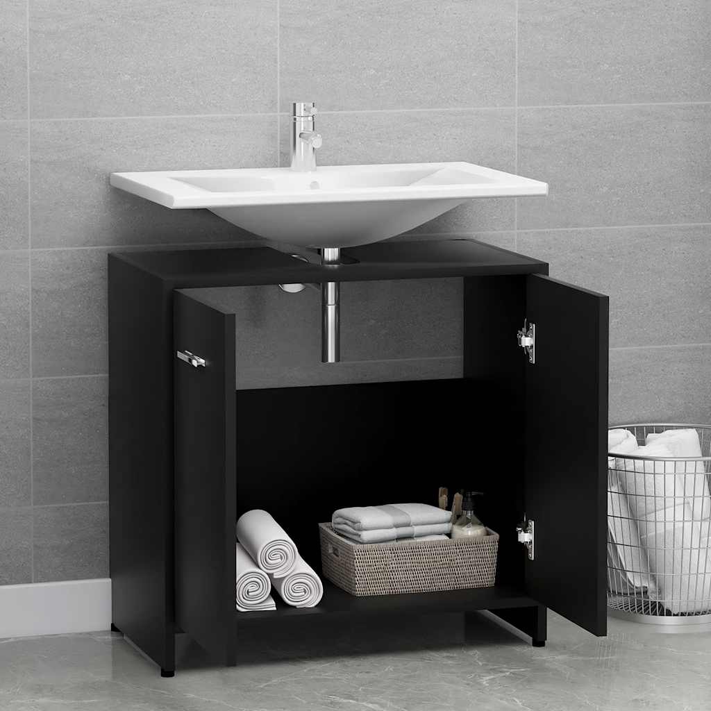 Bathroom Cabinet Black 60x33x61 cm Wood Material