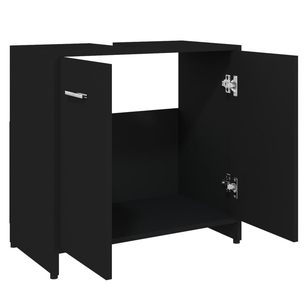 Bathroom Cabinet Black 60x33x61 cm Wood Material