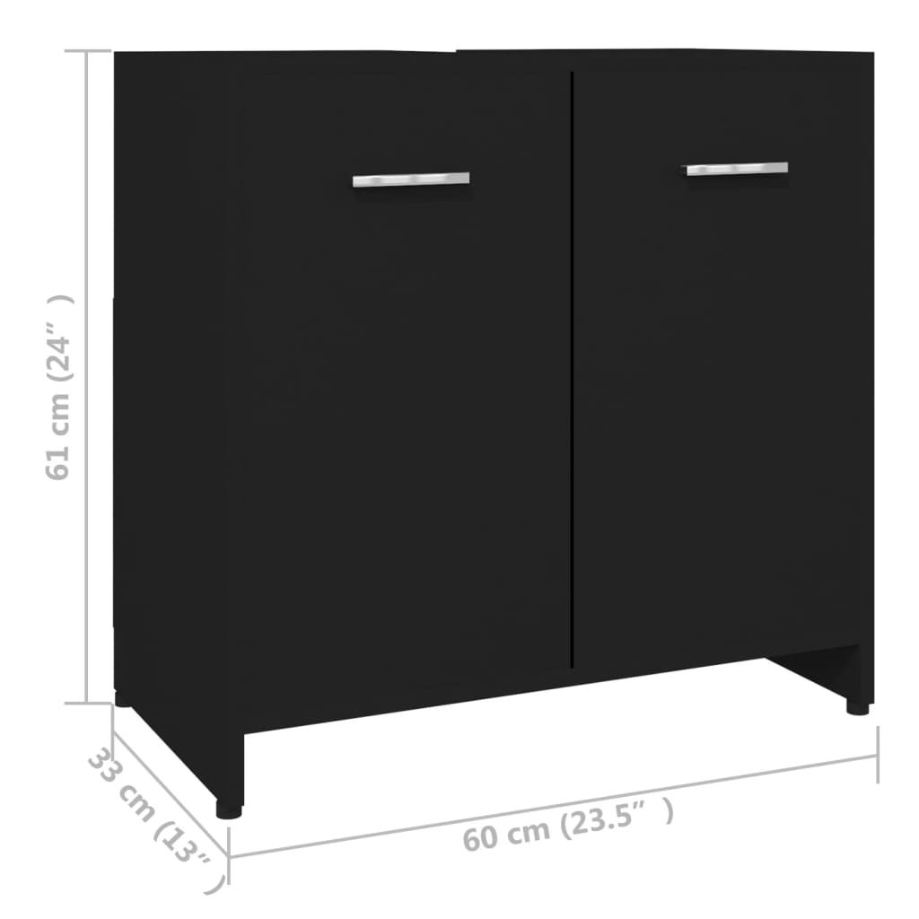 Bathroom Cabinet Black 60x33x61 cm Wood Material