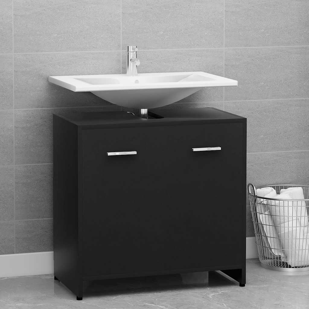 Bathroom Cabinet Black 60x33x61 cm Wood Material