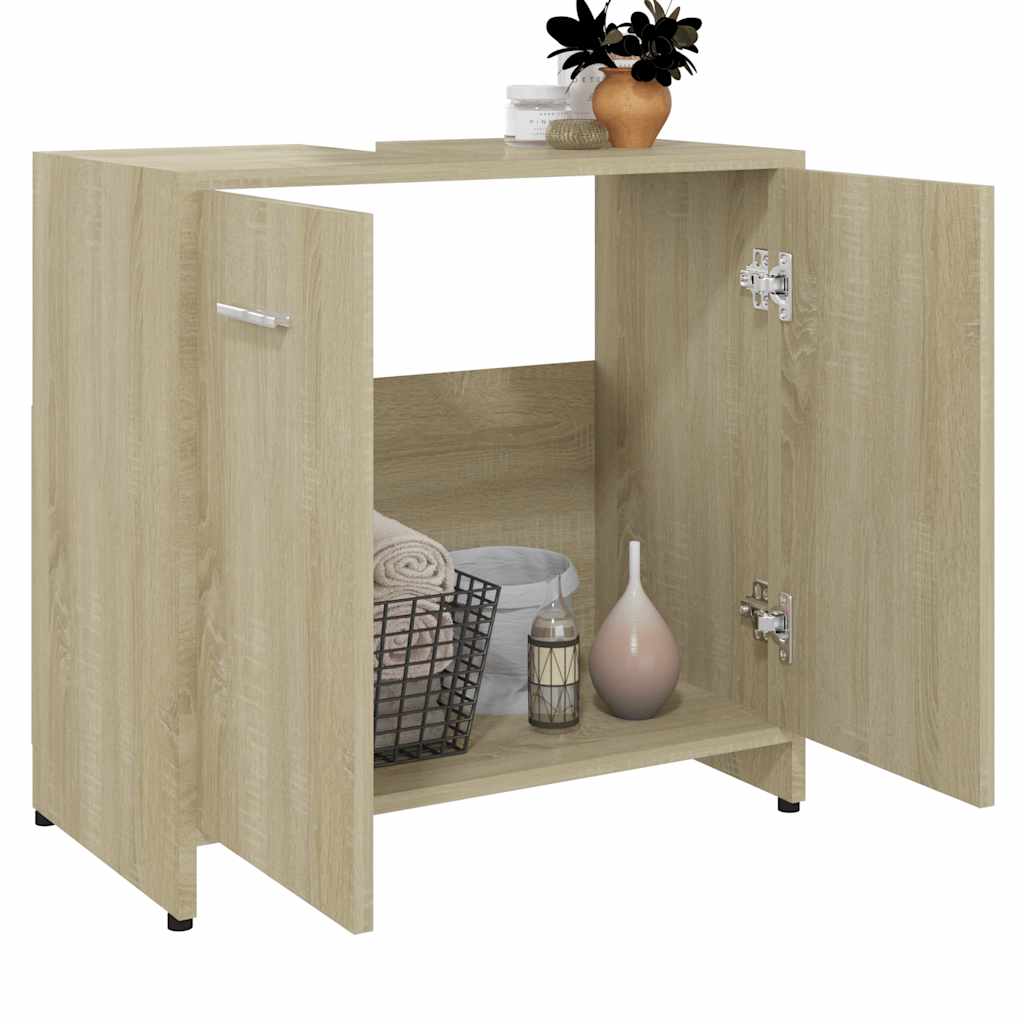 Bathroom Cabinet Sonoma Oak 60x33x61 cm Wood Material