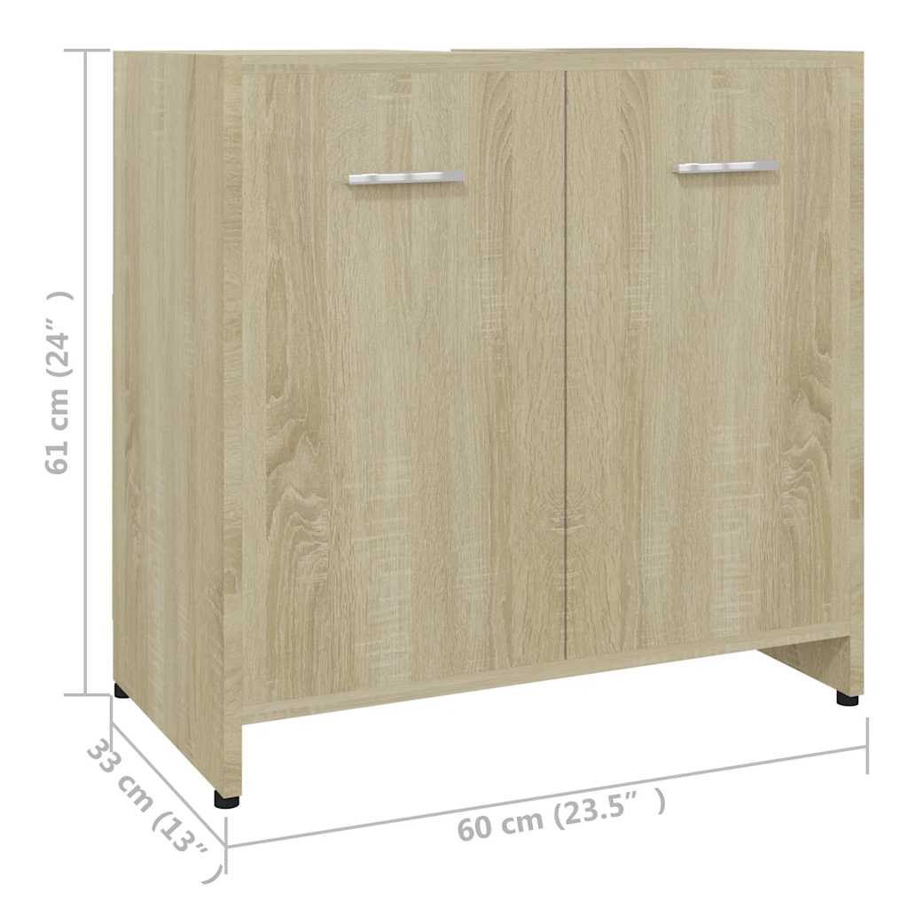 Bathroom Cabinet Sonoma Oak 60x33x61 cm Wood Material