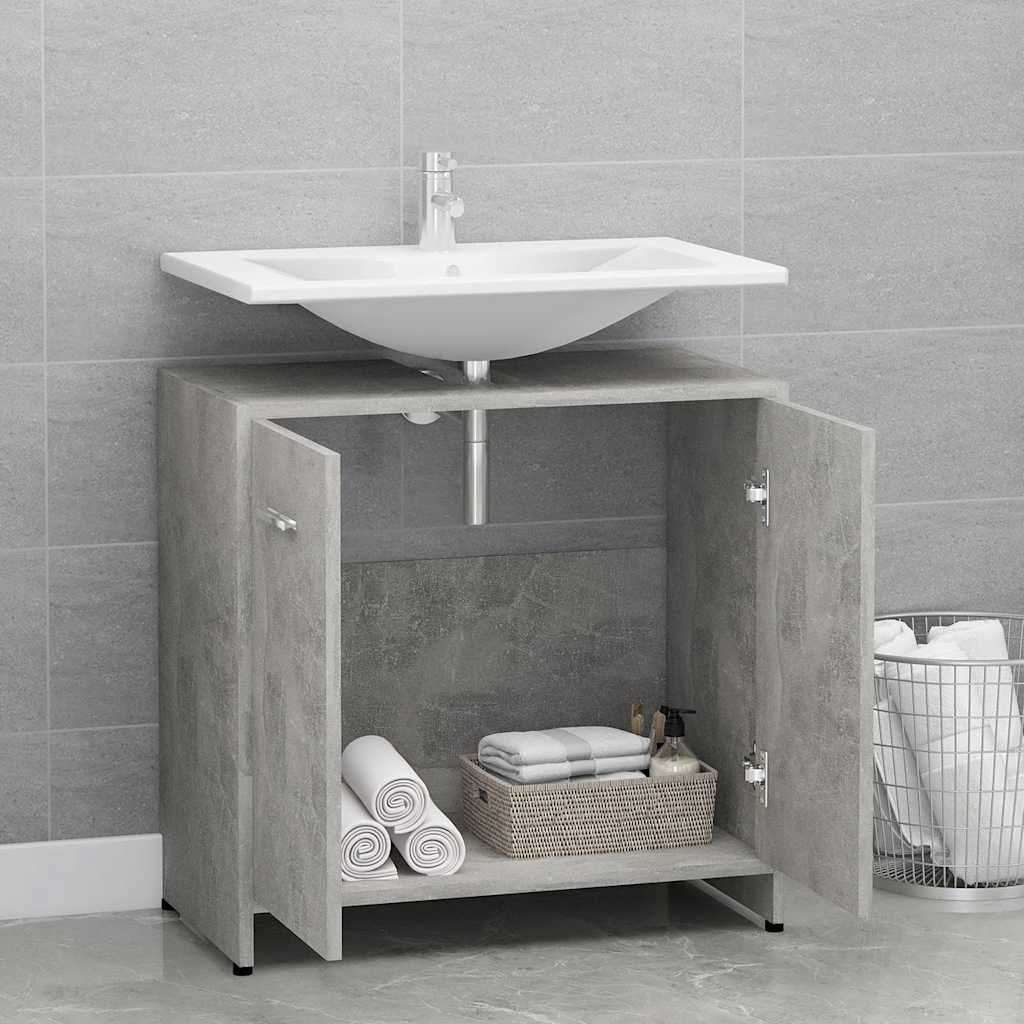 Bathroom Cabinet Concrete Grey 60x33x61 cm Wood Material