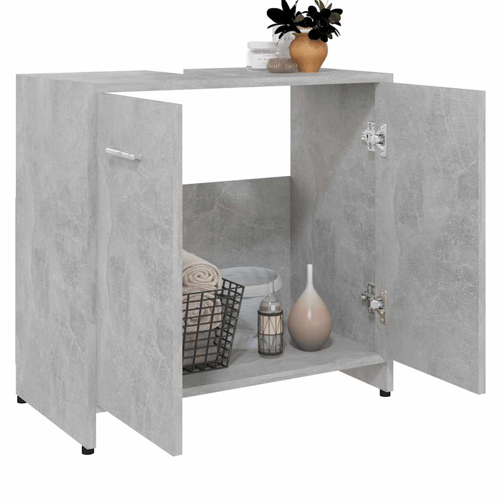 Bathroom Cabinet Concrete Grey 60x33x61 cm Wood Material