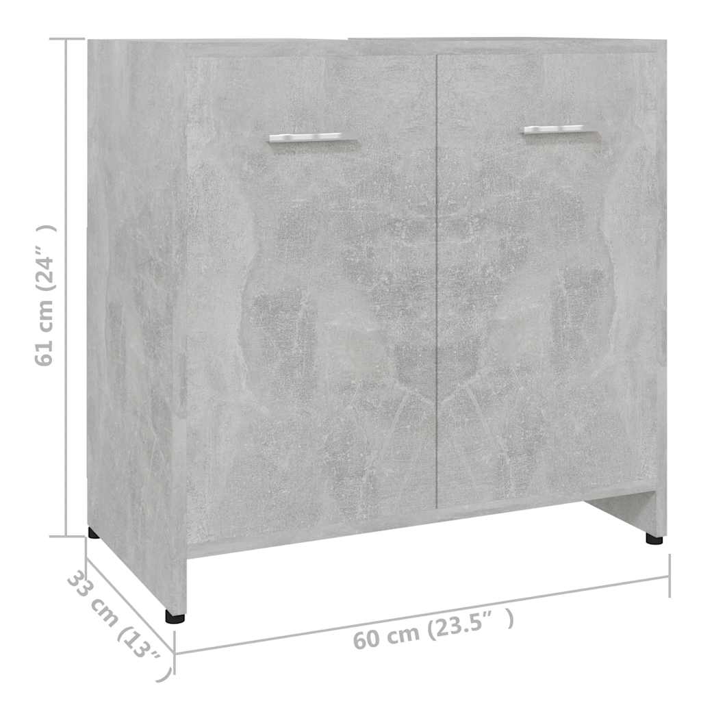 Bathroom Cabinet Concrete Grey 60x33x61 cm Wood Material