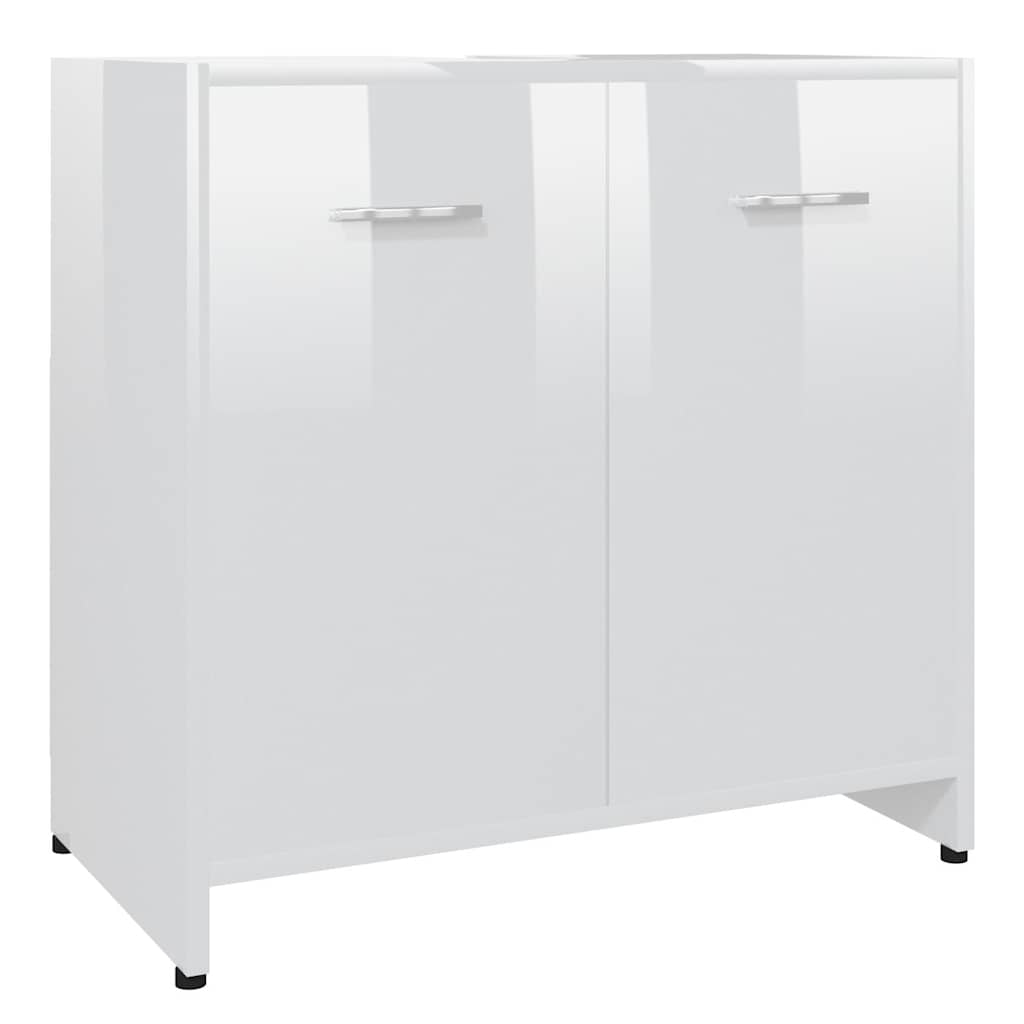 Bathroom Cabinet High Gloss White 60x33x61 cm Wood Material