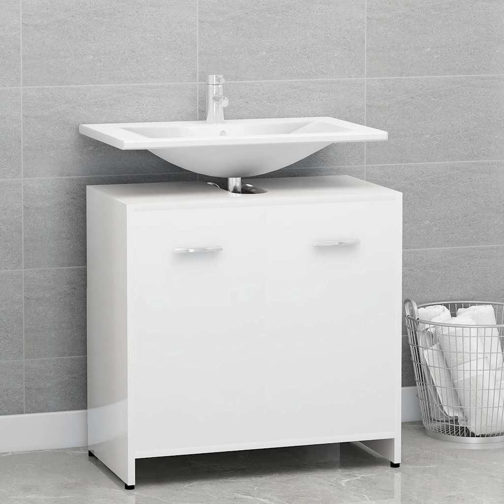 Bathroom Cabinet High Gloss White 60x33x61 cm Wood Material