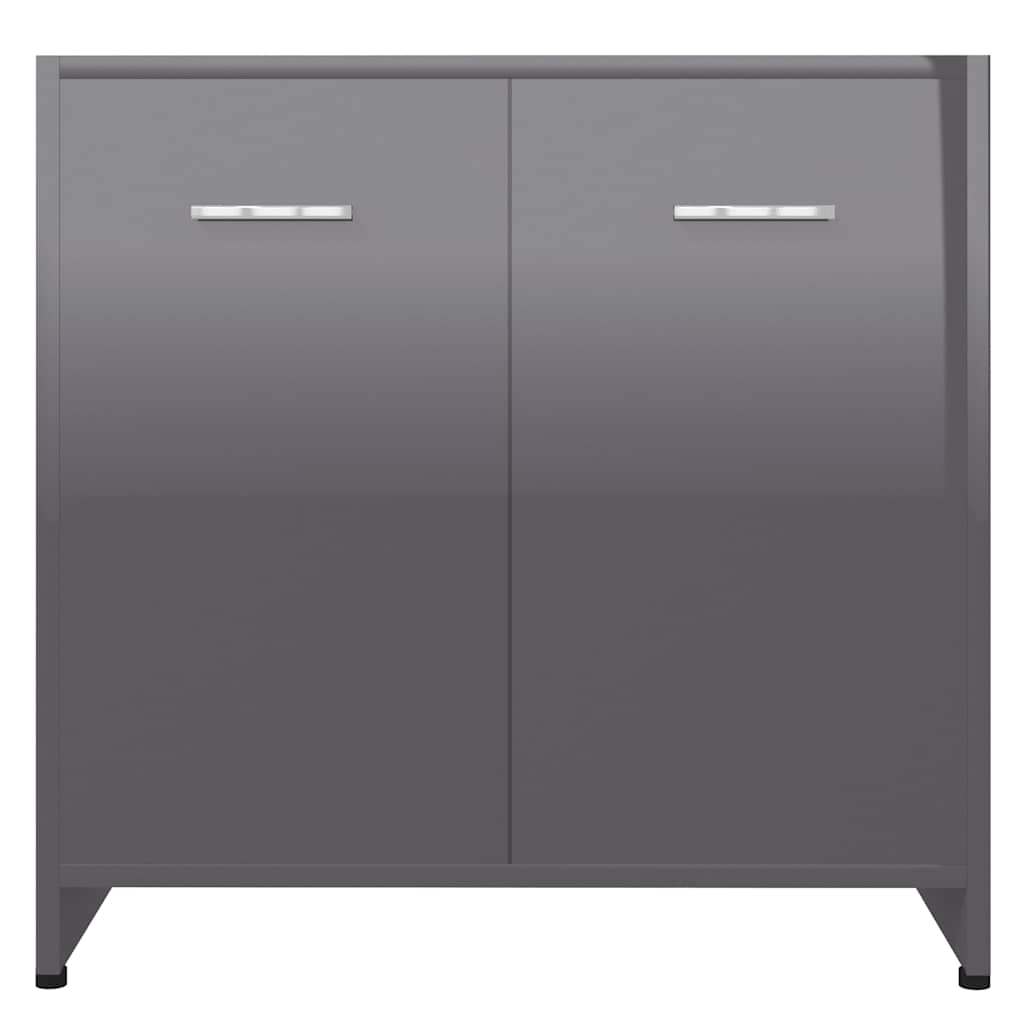 Bathroom Cabinet High Gloss Grey 60x33x61 cm Wood Material