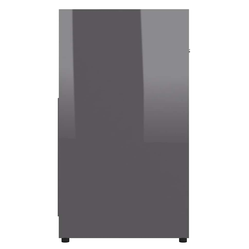 Bathroom Cabinet High Gloss Grey 60x33x61 cm Wood Material