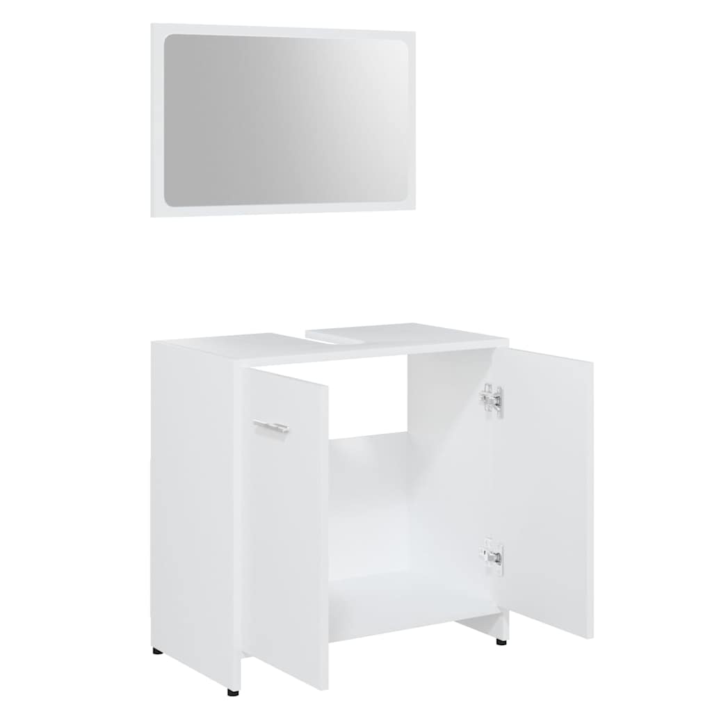 Bathroom Furniture Set White Wood Material