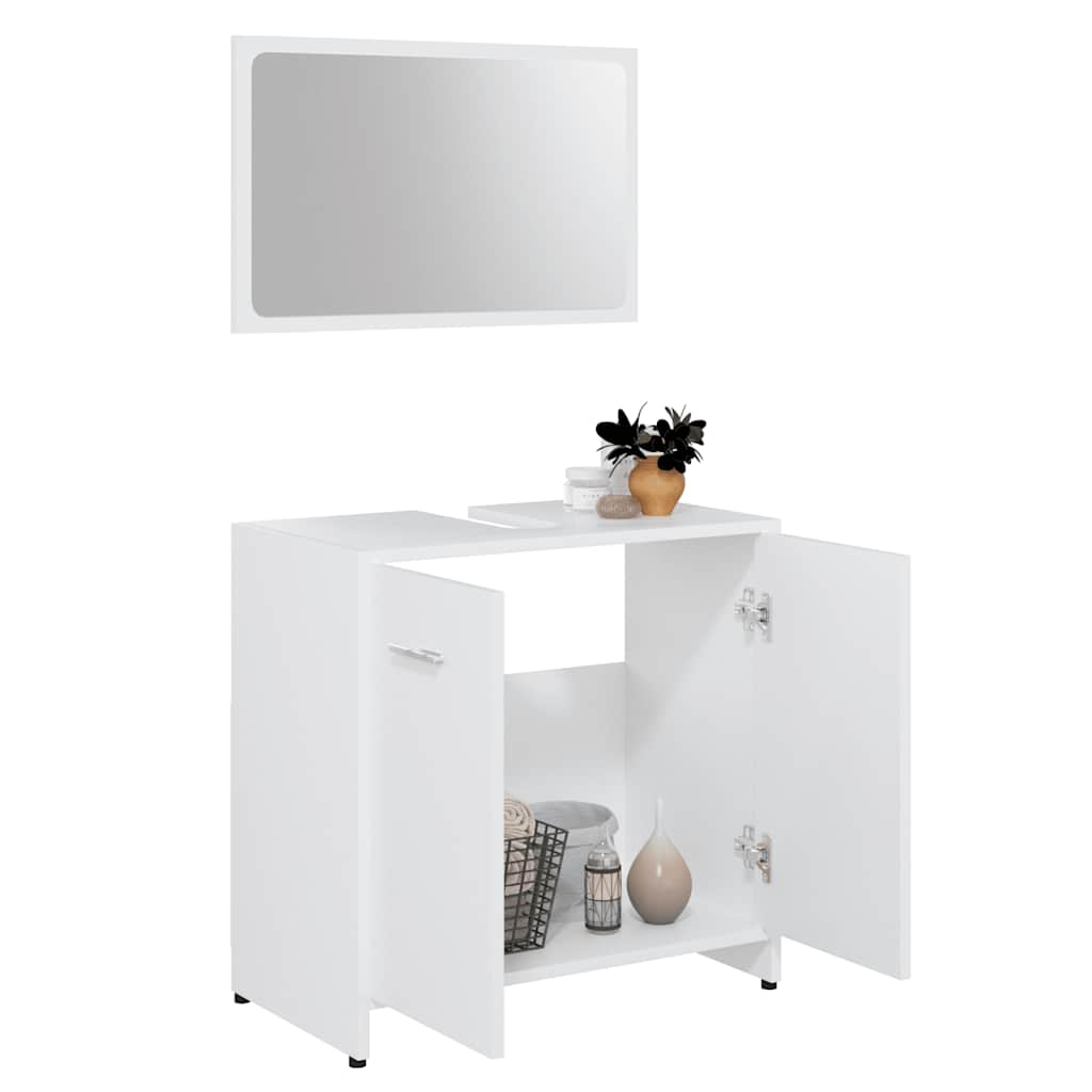 Bathroom Furniture Set White Wood Material