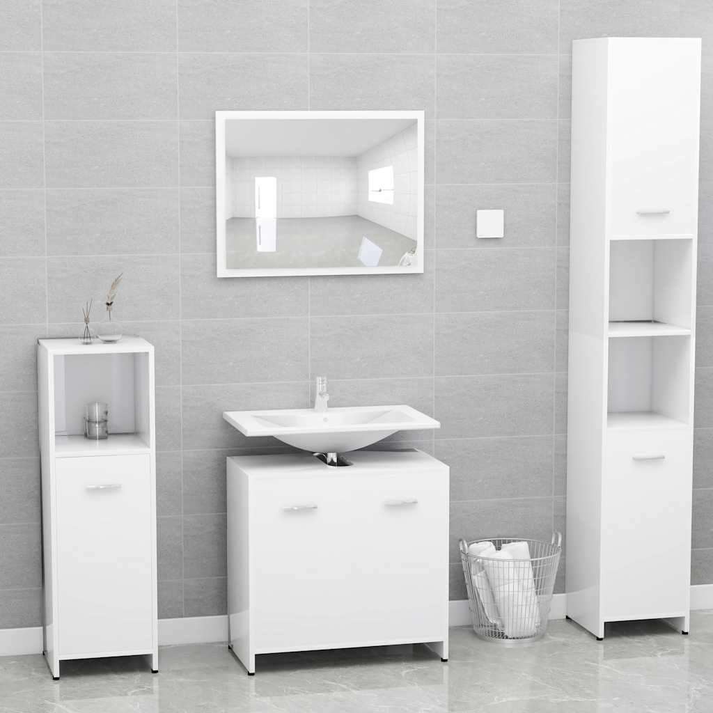 Bathroom Furniture Set White Wood Material