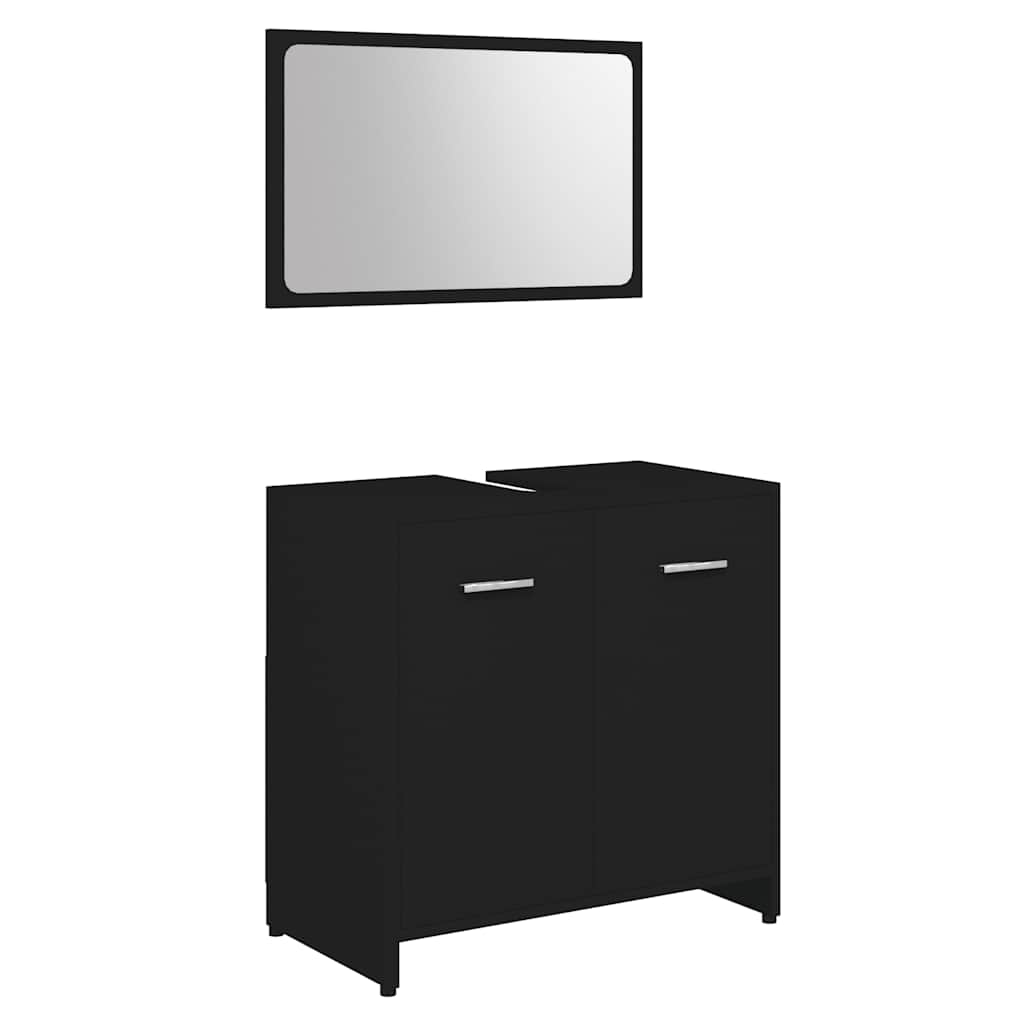 Bathroom Furniture Set Black Wood Material