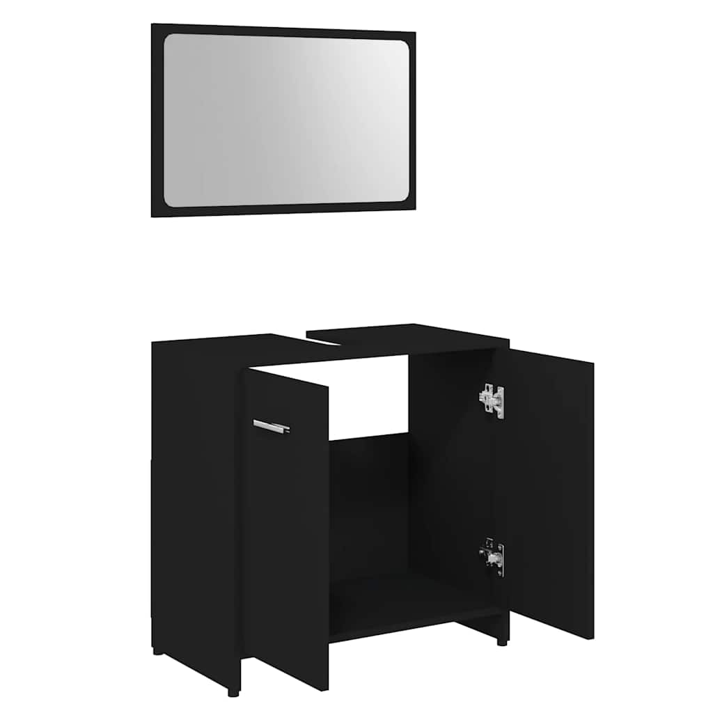 Bathroom Furniture Set Black Wood Material