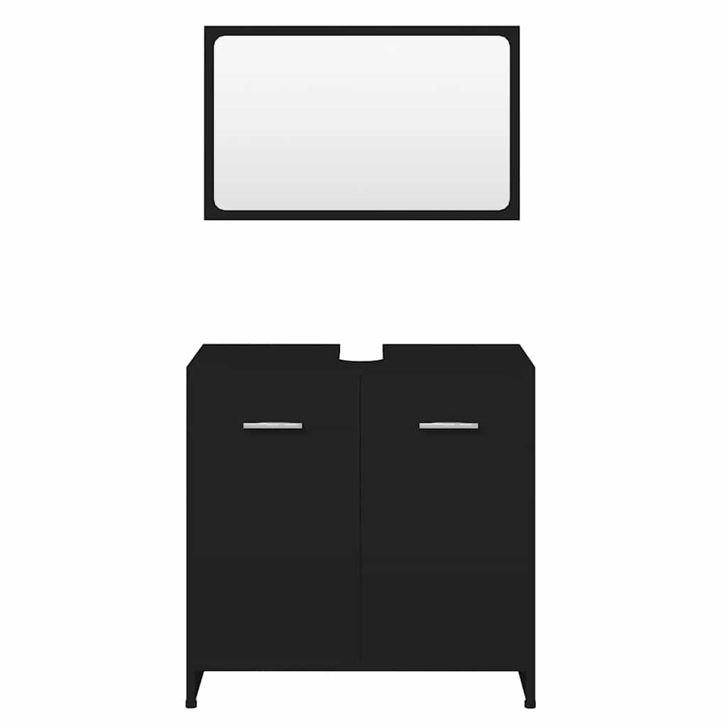 Bathroom Furniture Set Black Wood Material