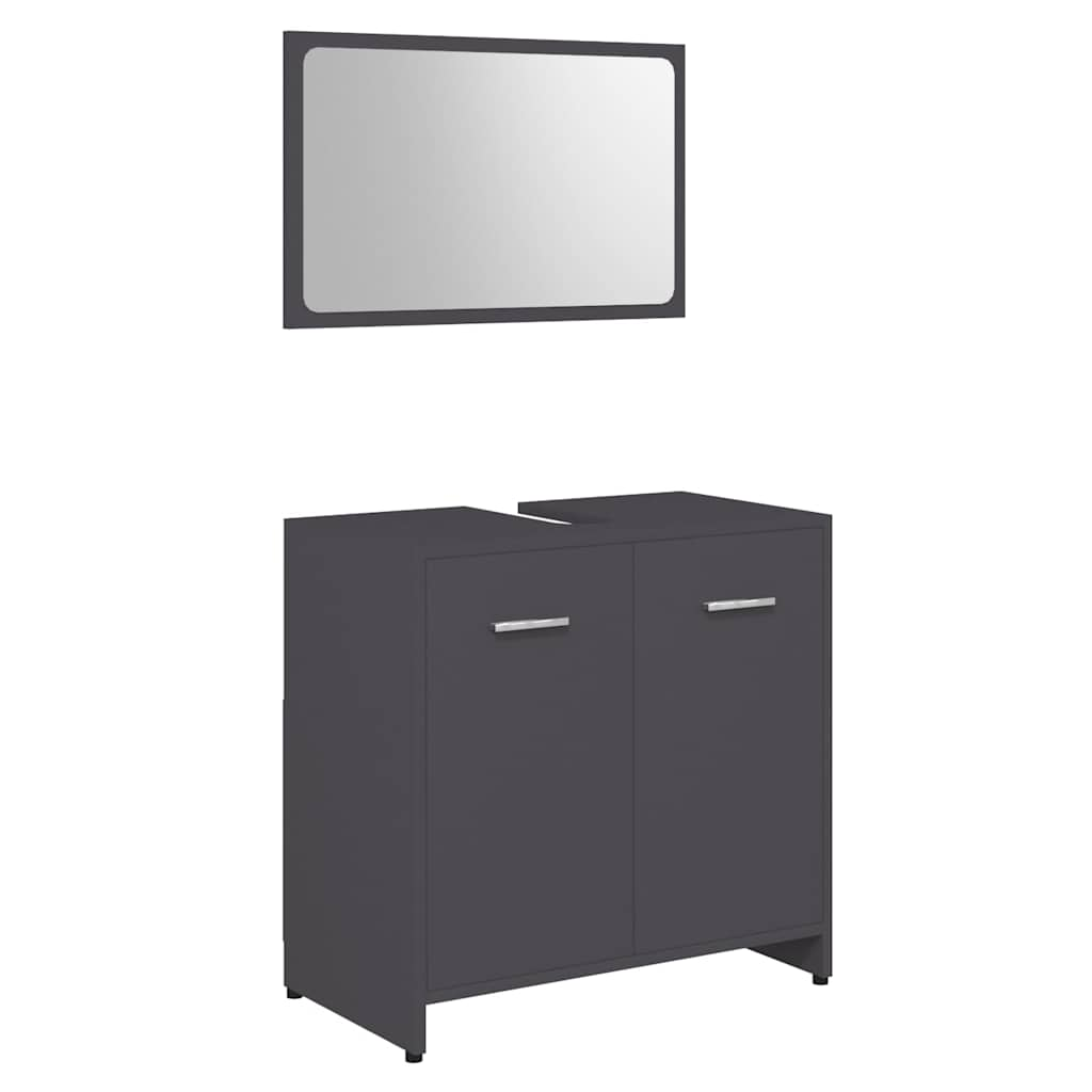 Bathroom Furniture Set Gray Wood Material