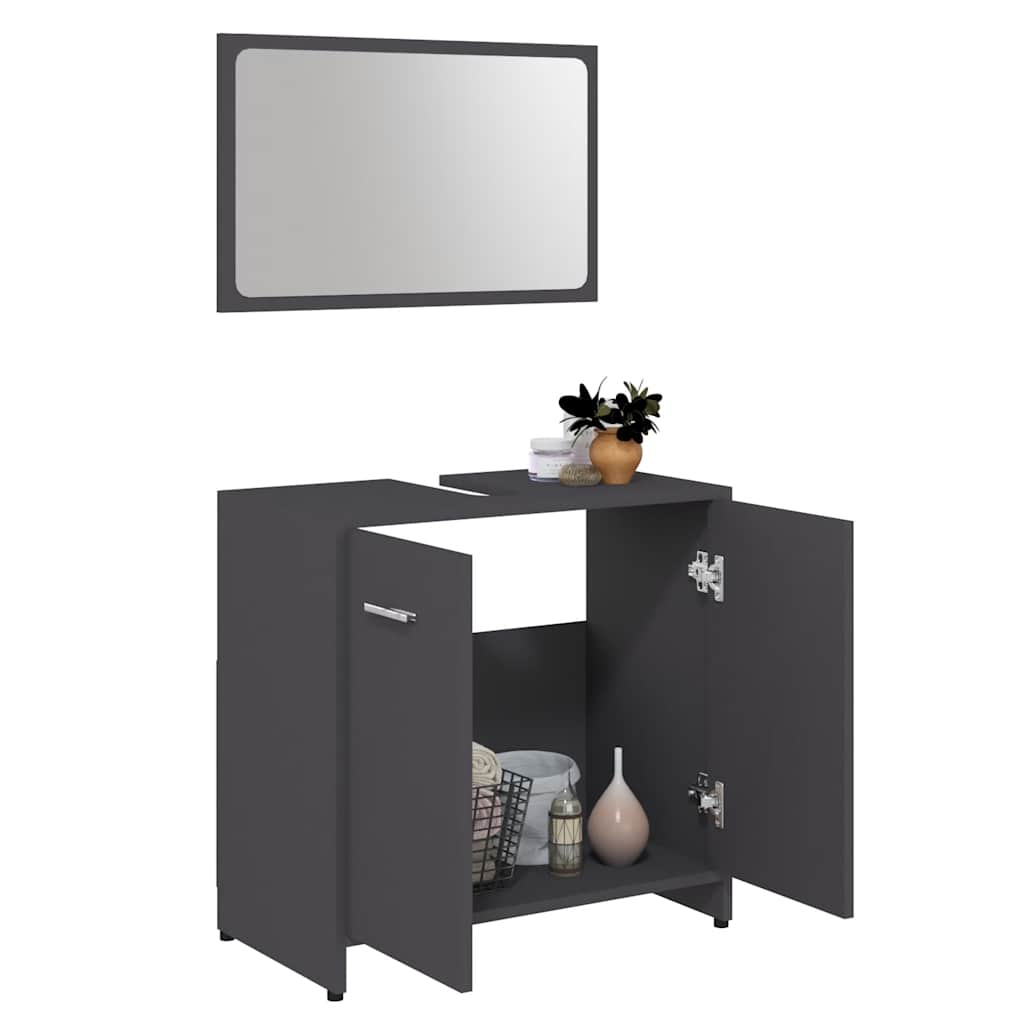 Bathroom Furniture Set Gray Wood Material