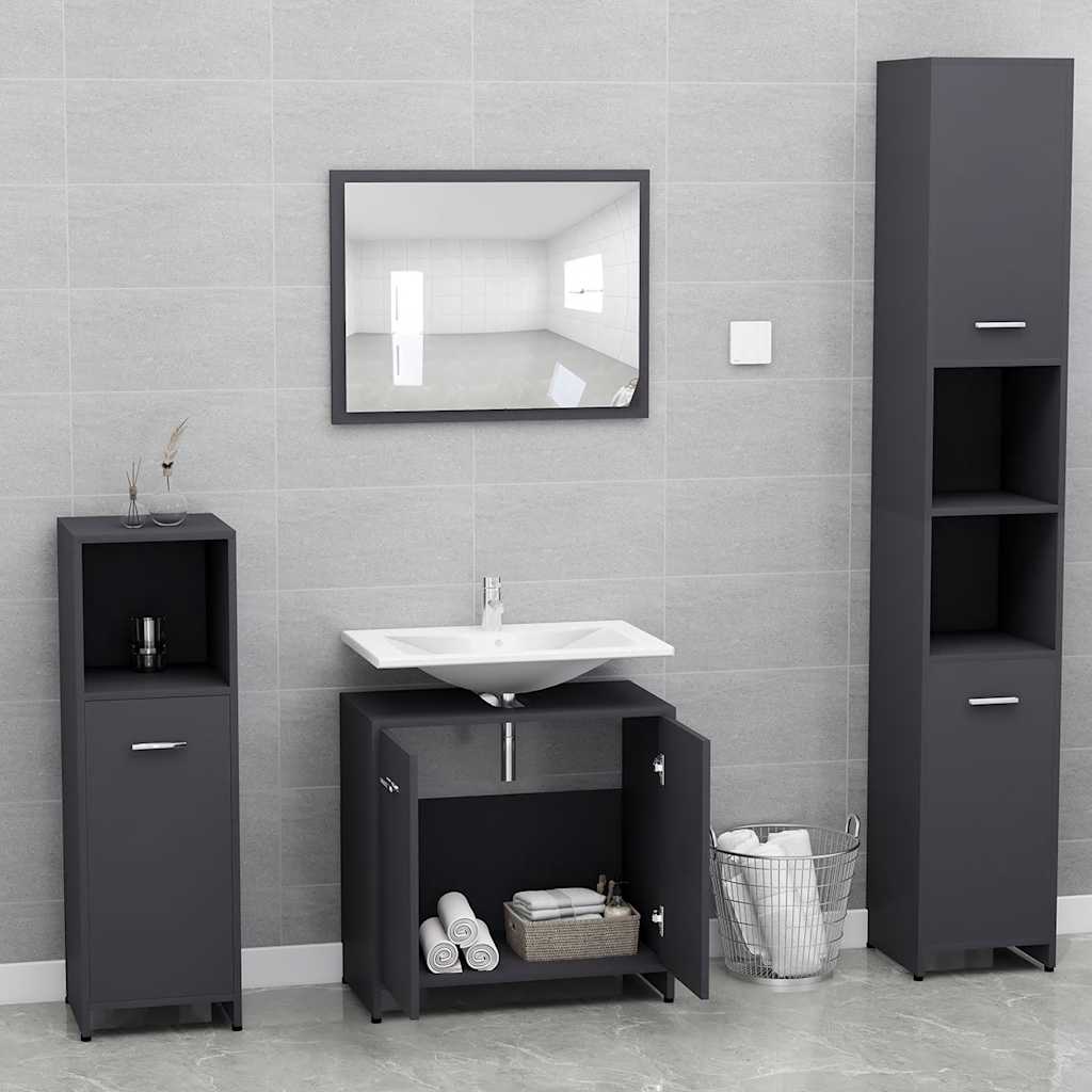 Bathroom Furniture Set Gray Wood Material