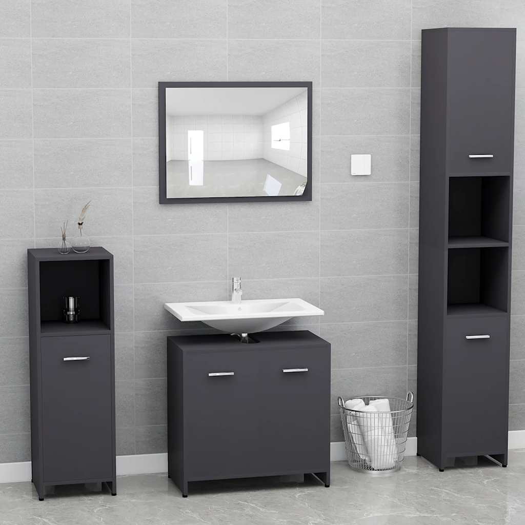 Bathroom Furniture Set Gray Wood Material