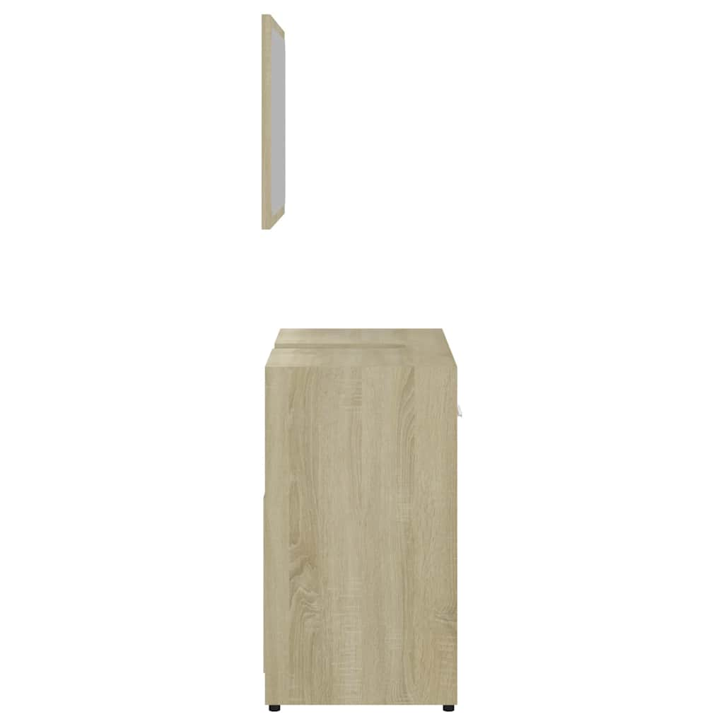 Bathroom furniture set white and Sonoma oak wood material