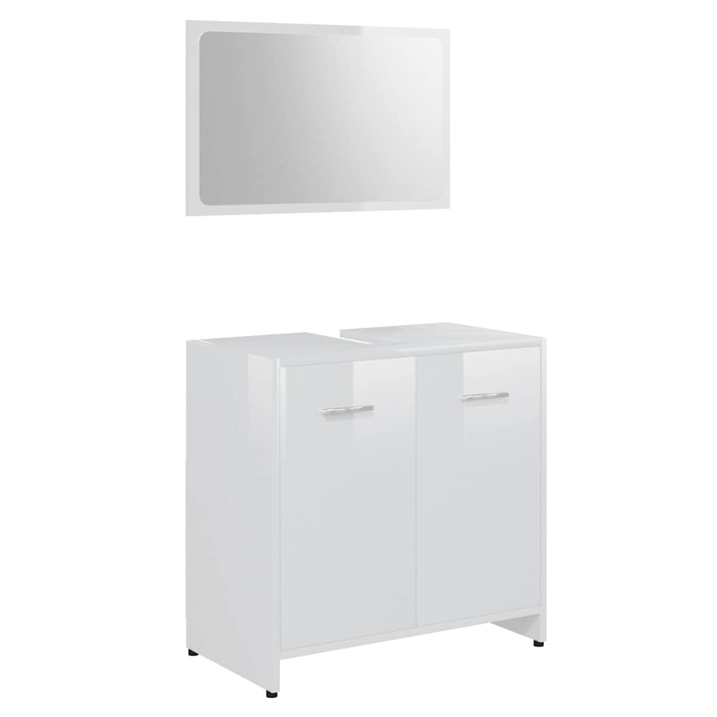 bathroom furniture set high-gloss white wood material