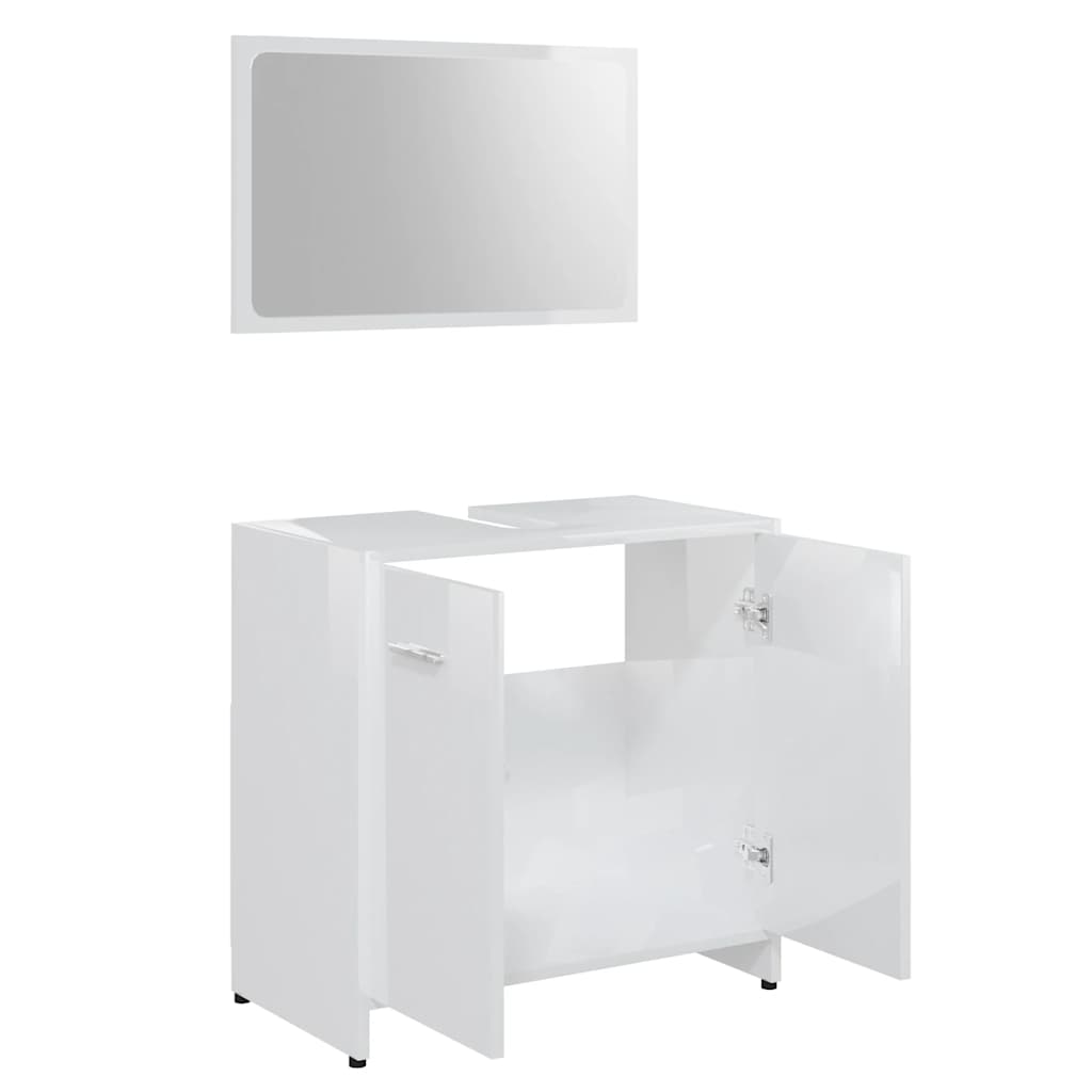 bathroom furniture set high-gloss white wood material