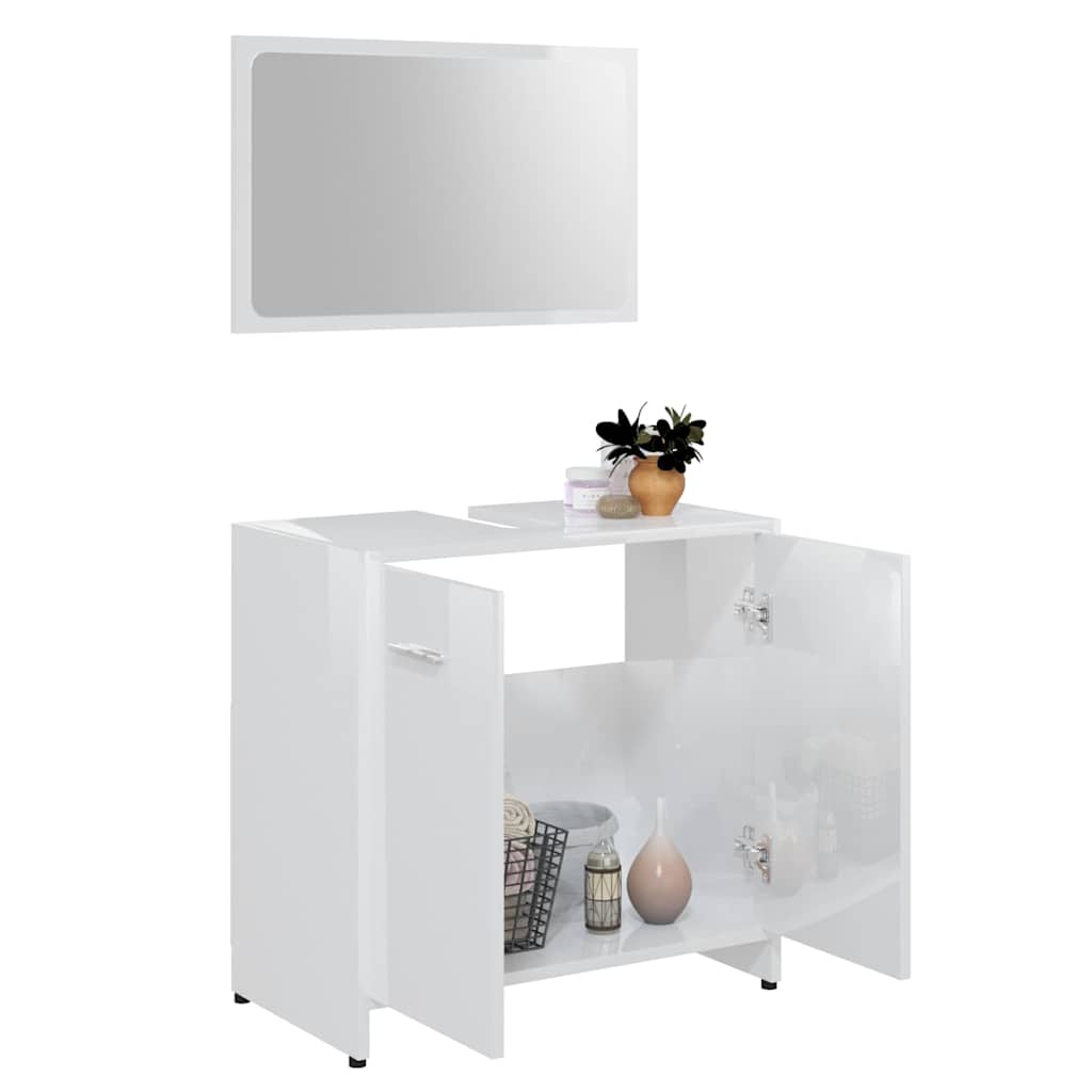 bathroom furniture set high-gloss white wood material