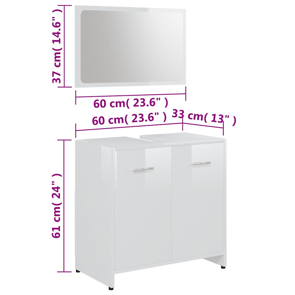 bathroom furniture set high-gloss white wood material