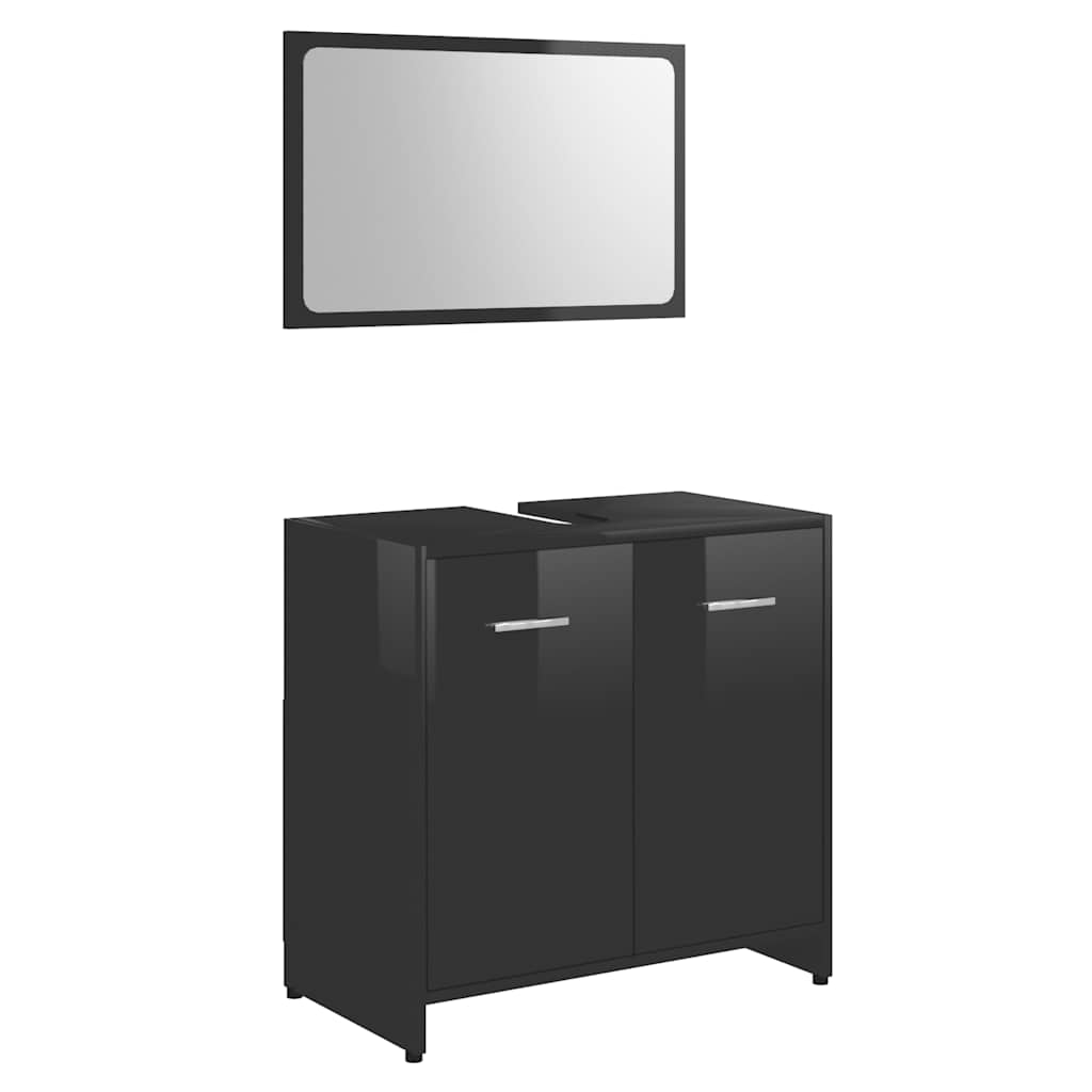 bathroom furniture set high-gloss black wood material