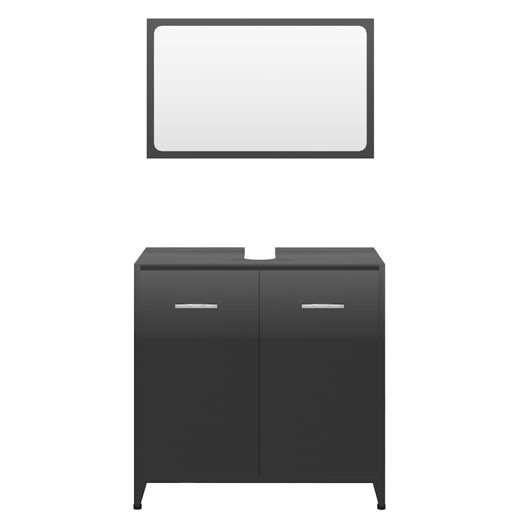 bathroom furniture set high-gloss black wood material