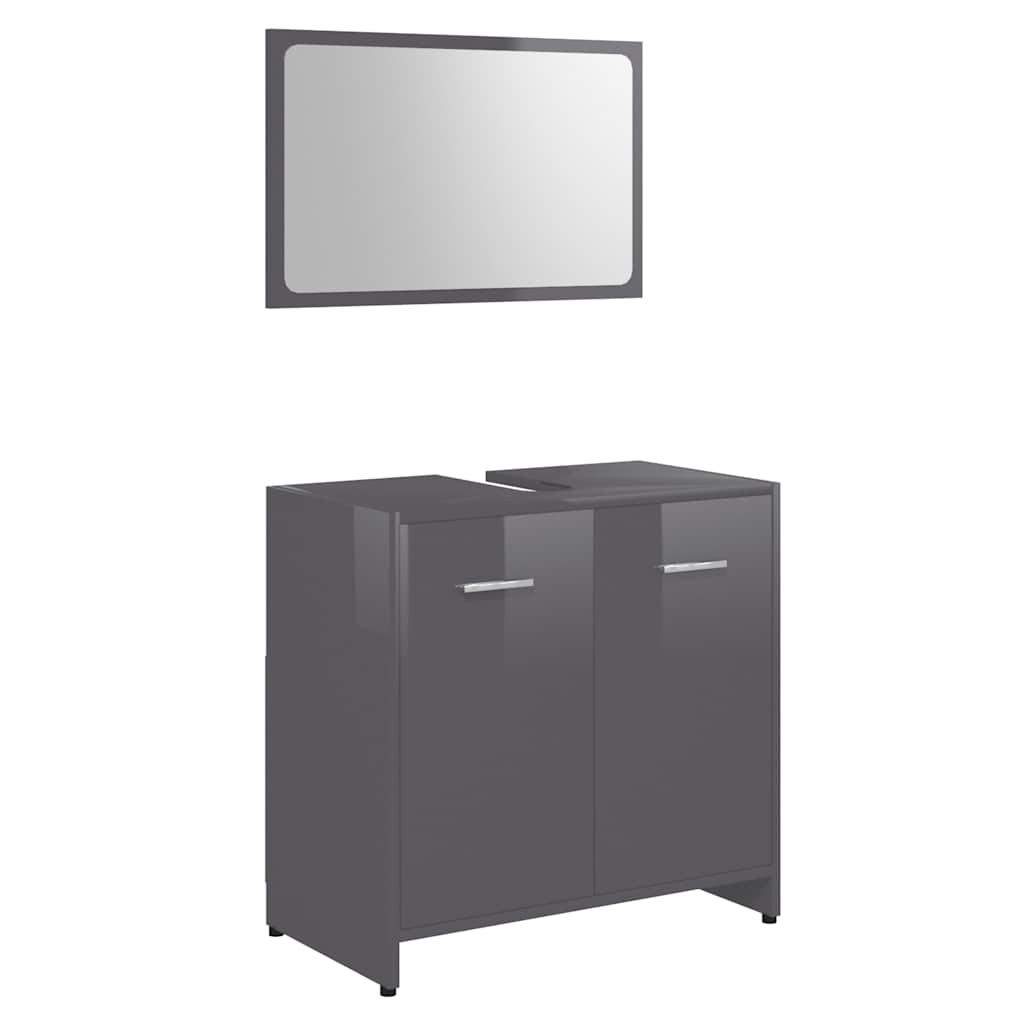 bathroom furniture set high-gloss gray wood material