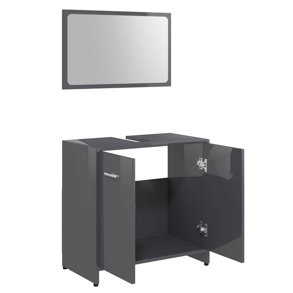 bathroom furniture set high-gloss gray wood material