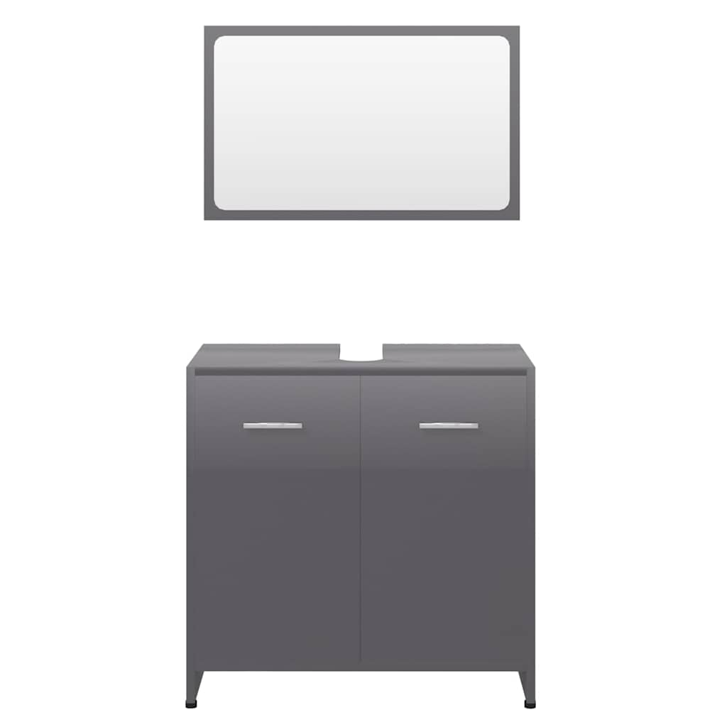 bathroom furniture set high-gloss gray wood material