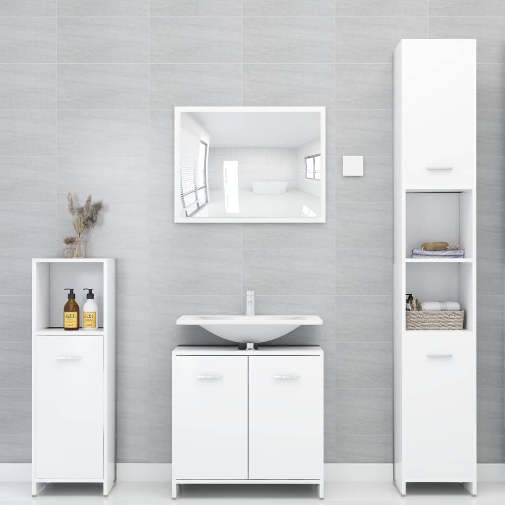 Bathroom Cabinet White 30x30x95 cm Wood Material