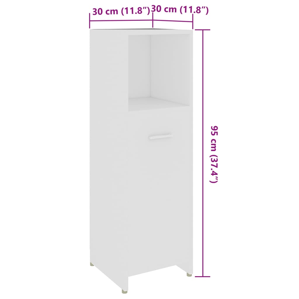 Bathroom Cabinet White 30x30x95 cm Wood Material