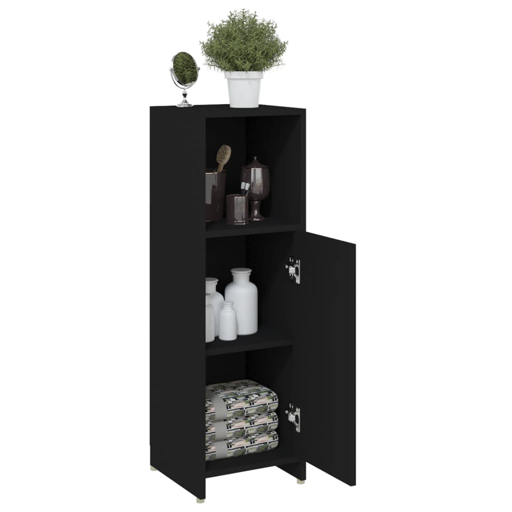 Bathroom Cabinet Black 30x30x95 cm Wood Material