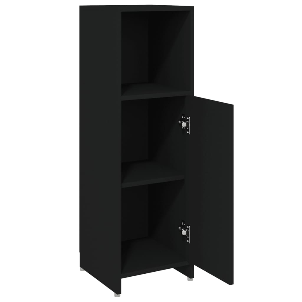 Bathroom Cabinet Black 30x30x95 cm Wood Material