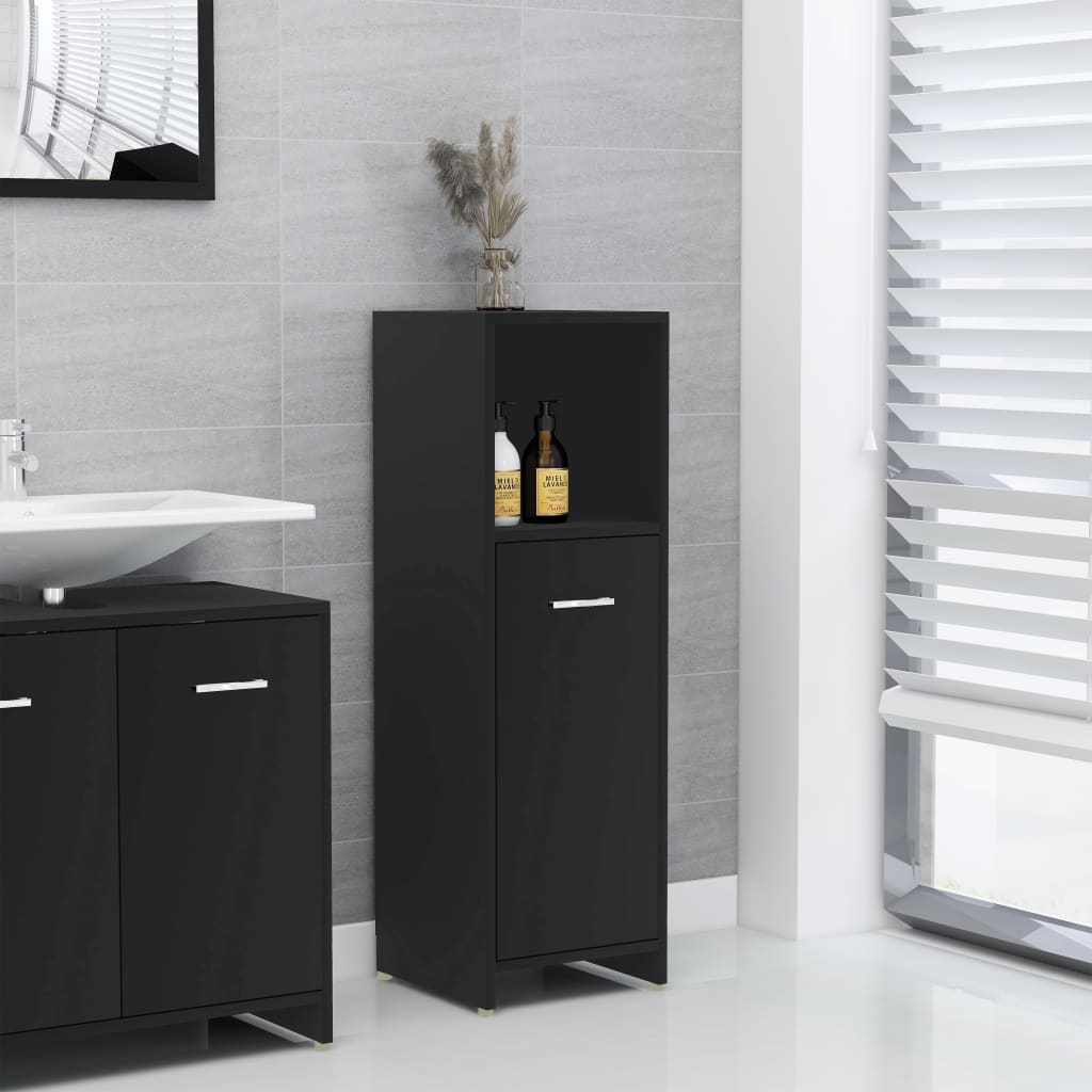 Bathroom Cabinet Black 30x30x95 cm Wood Material