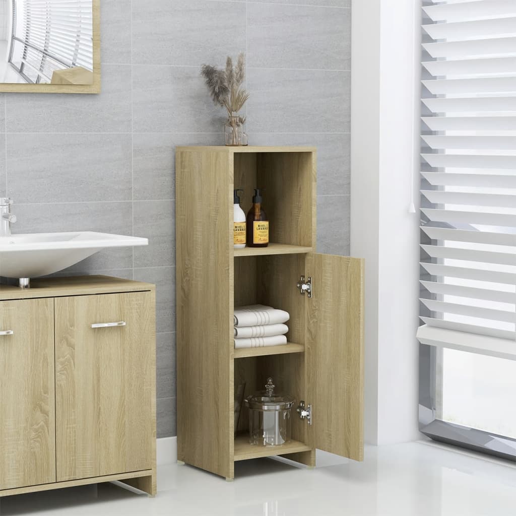 Bathroom Cabinet Sonoma Oak 30x30x95 cm Wood Material