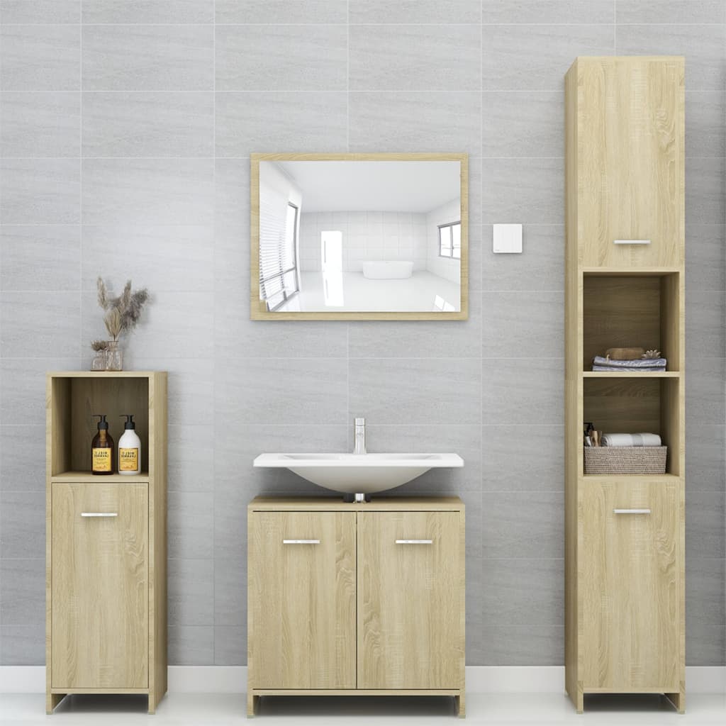 Bathroom Cabinet Sonoma Oak 30x30x95 cm Wood Material