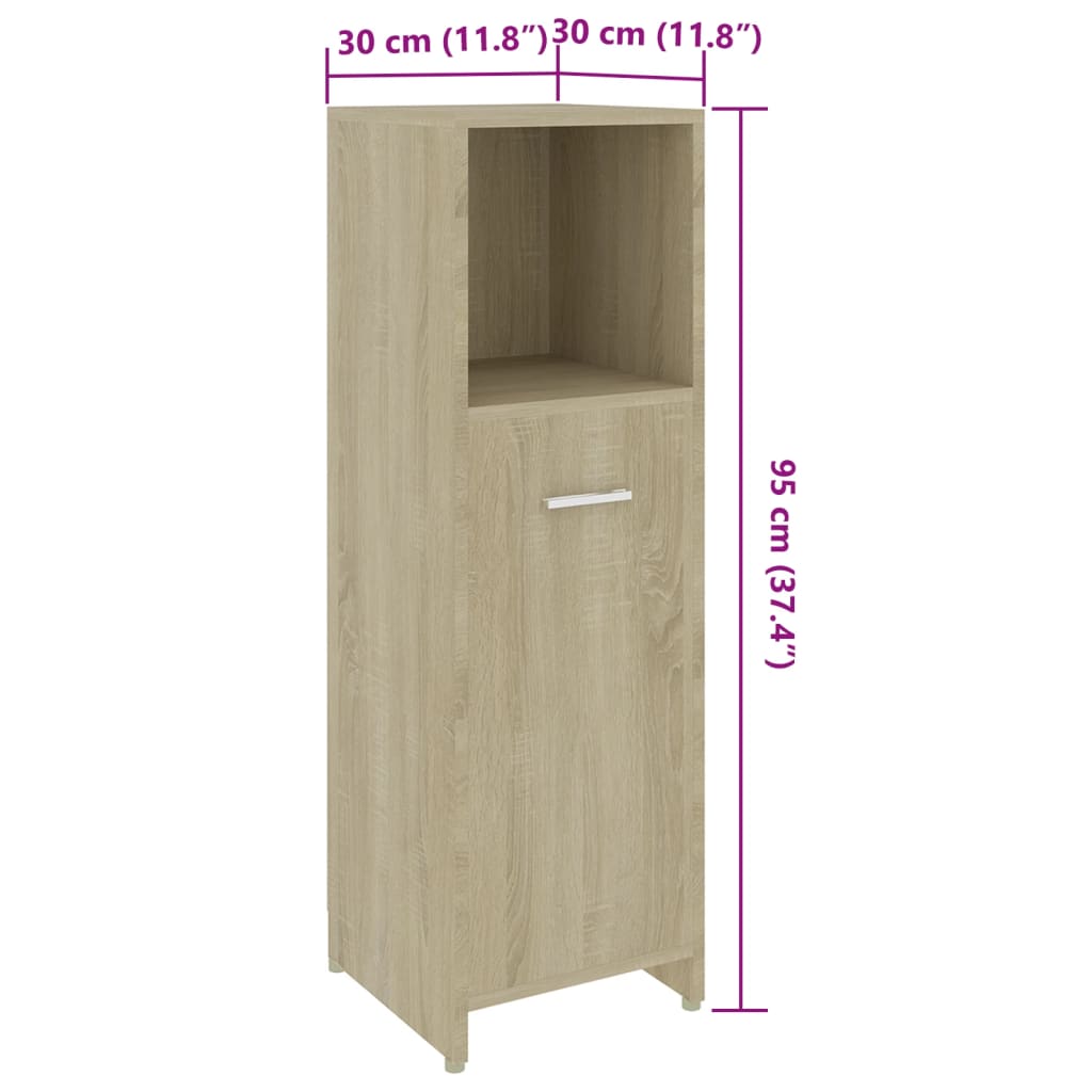 Badezimmerschrank Sonoma-Eiche 30x30x95 cm Holzwerkstoff