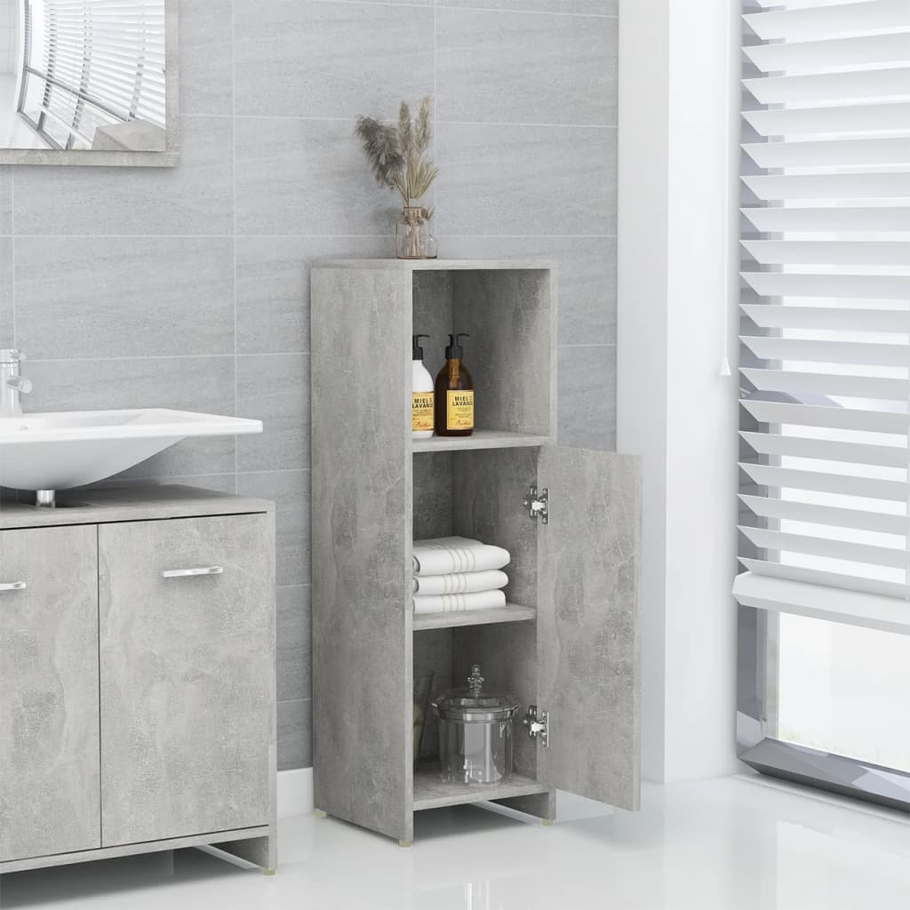 Bathroom Cabinet Concrete Grey 30x30x95 cm Wood Material