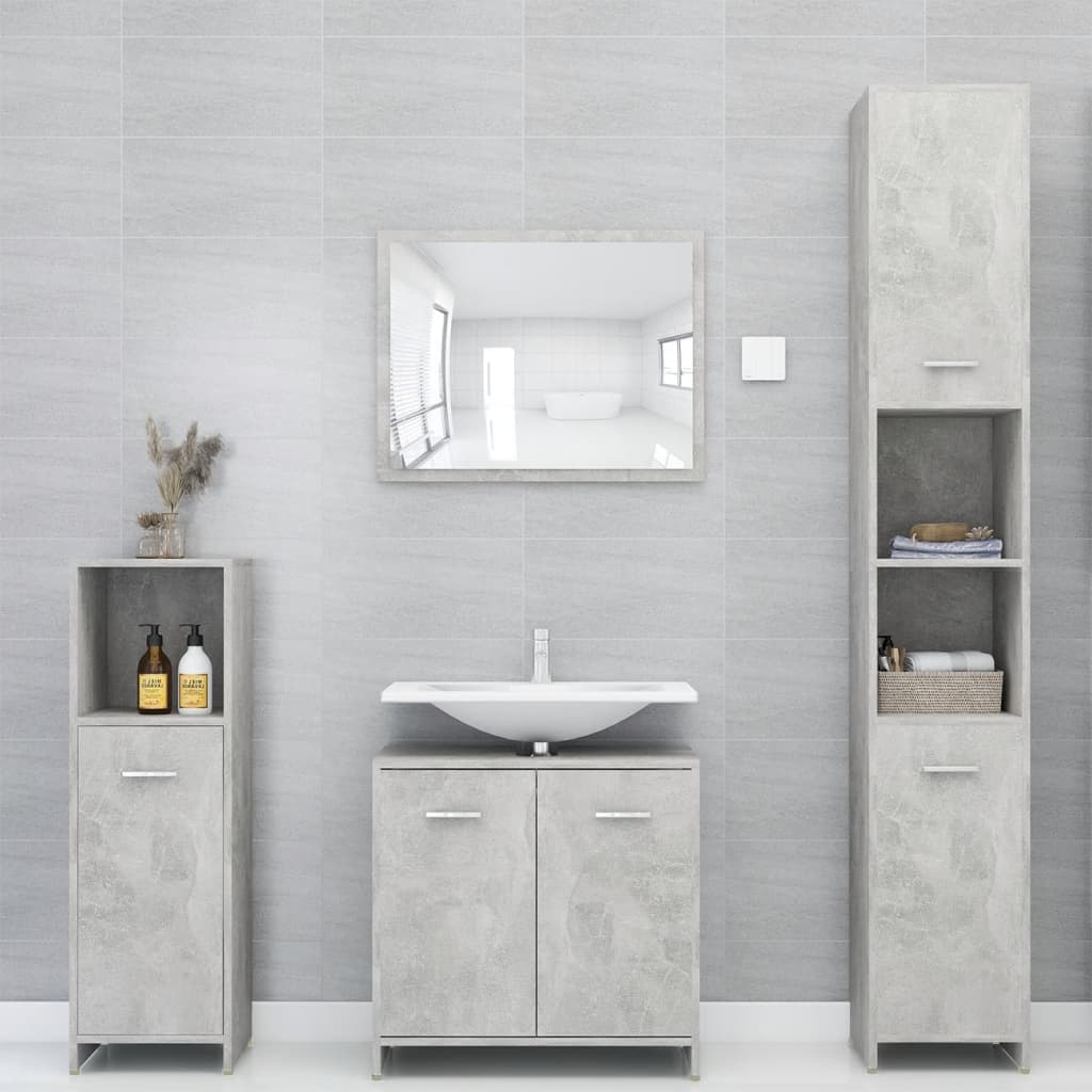 Bathroom Cabinet Concrete Grey 30x30x95 cm Wood Material