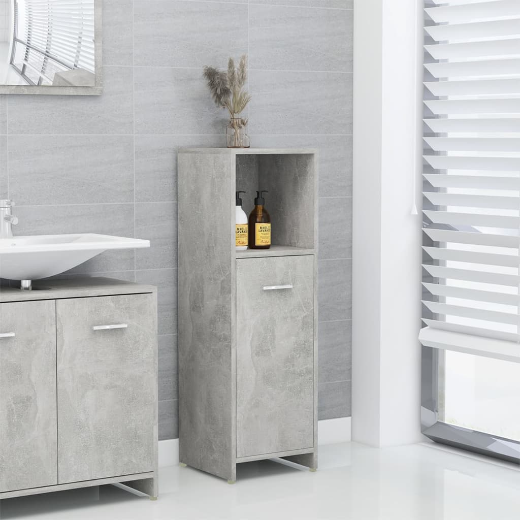 Bathroom Cabinet Concrete Grey 30x30x95 cm Wood Material