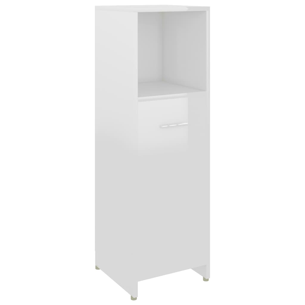 Bathroom Cabinet High Gloss White 30x30x95 cm Wood Material