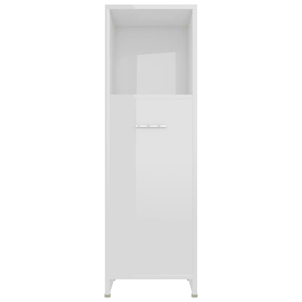 Bathroom Cabinet High Gloss White 30x30x95 cm Wood Material