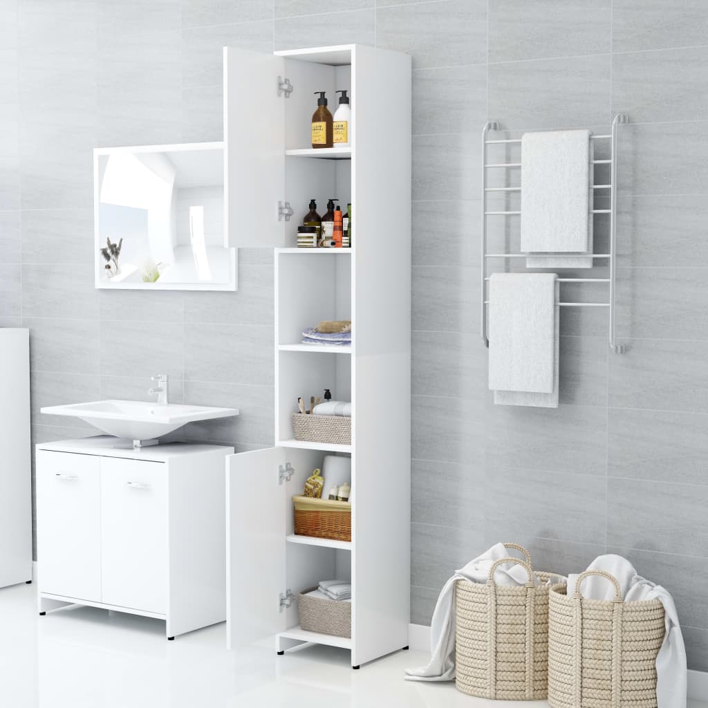 Bathroom Cabinet White 30x30x183.5 cm Wood Material